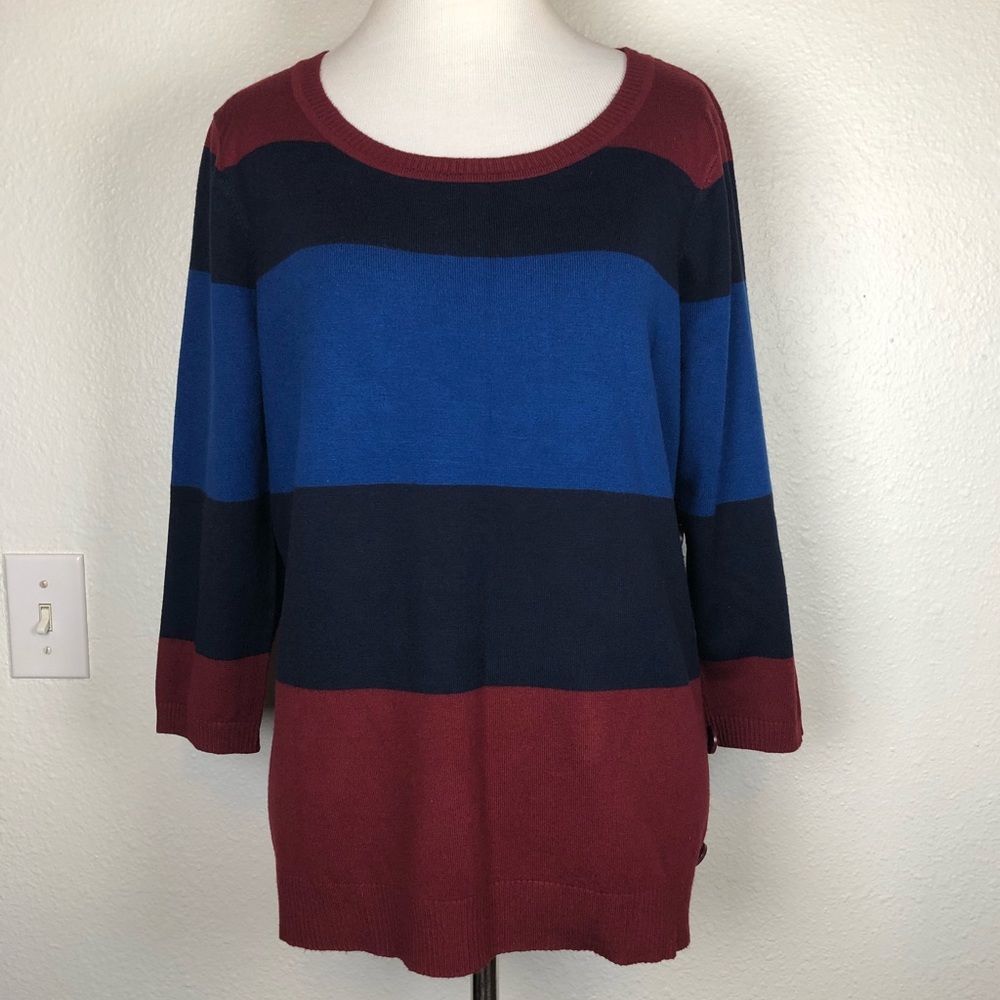 The Limited navy blue red striped sweater large